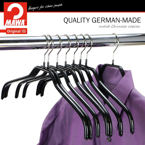 MAWA by Reston Lloyd Silhouette Series Non-Slip Coated Steel Clothes Hanger for Shirts and Dresses, Style 41/F, Set of