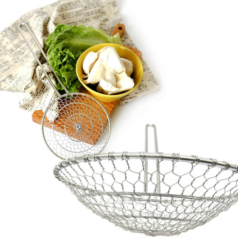 Hicook Stainless Steel Kitchen Spider Strainer Skimmer Ladle for Pasta, 7 inches