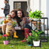 2 Tier Round Tall Metal Plant Stand indoor outdoor, Rustproof Round Planter Display Storage Rack, Heavy Duty Potted