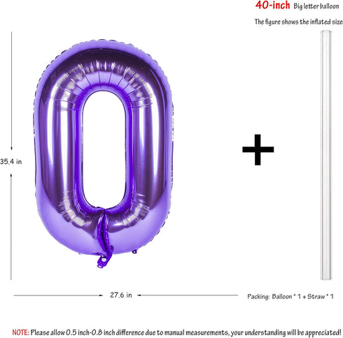 40 Inch Purple Number Helium Foil Birthday Party Digit Balloons (Purple 0)