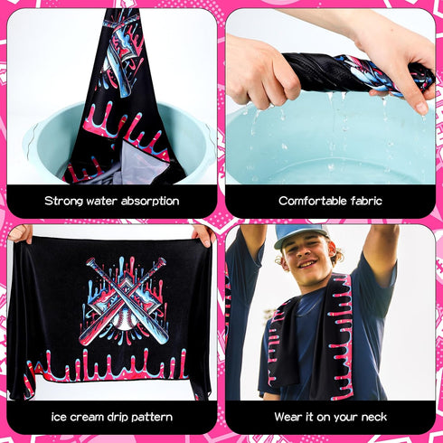 40"x12" Favors(30 Lounsweer Ice Cream Pattern Drip Baseball Beach Towel Swim Pool Towel Cooling Baseball Softball Team
