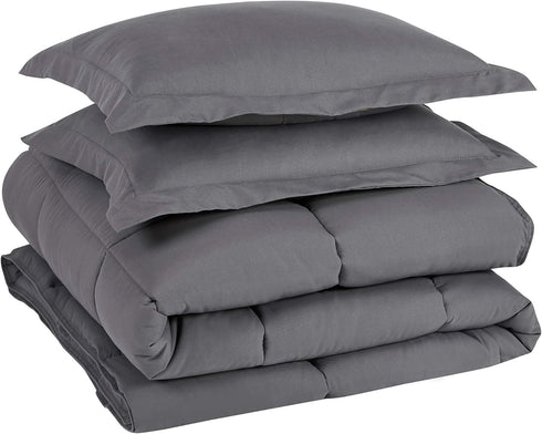 3-Piece Set 88 88 Inches Chezmoi Collection All Season Queen Comforter Gray, Soft Quilted Down Alernative Duvet Insert