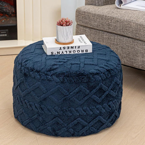Poofieotto Unstuffed Pouf Ottoman Cover Handmade Footstool Ottoman Storage Solution Floor Pouf Footrest