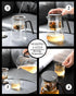 ZENS Magnetic Tea Pot, Large Enchanted Glass Teapot with Infuser and Magnetic Suction Lid for Mess-Free Loose Tea