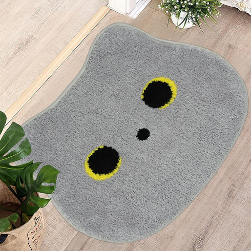 Cat Bathroom Rugs 22X27 inch, Grey Non-Slip Absorbent Bathroom Floor Mat for Shower Room