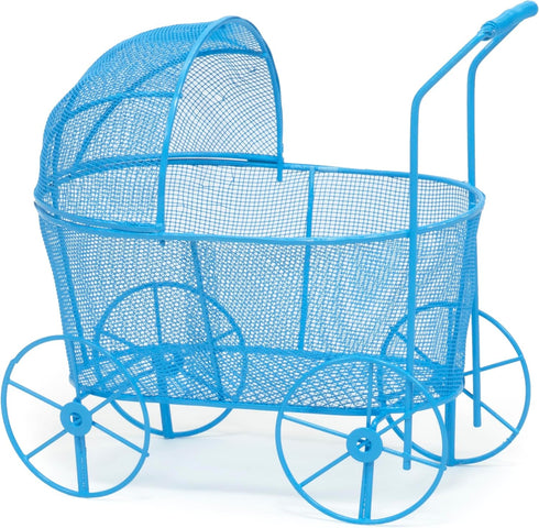 8-inch Red Co. Adorable Baby Shower Centerpiece, Decorative Stroller Carriage Basket, Blue