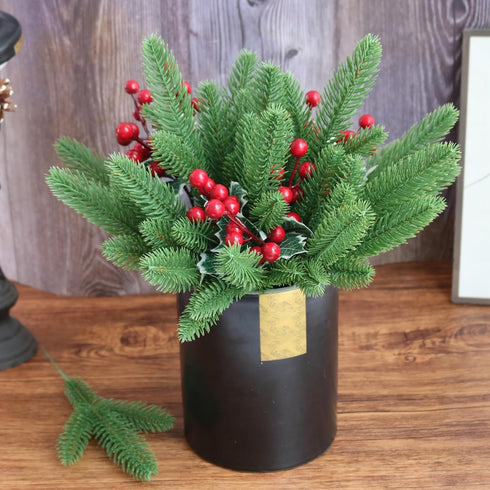 30pcs Artificial Pine Branches Green Plants for DIY Garland Wreath Christmas Home Garden Decor