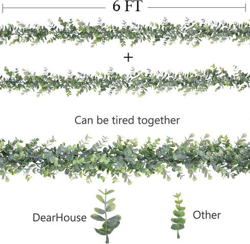 DearHouse Faux Eucalyptus Garland Plant, 2 Pack Artificial Vines Hanging Eucalyptus Leaves for Wedding Decor