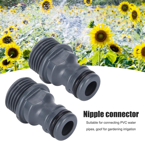 Zerodis Parts Connectors, Thread Telescopic Quick Connector Nipple Thickened Garden Hose Tap Nipple Adapter High Strength Irrigation Tool Hose Quick Connector, 2Pcs ABS G1/2 Male by Zerodis