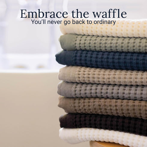 Set 4, GILDEN TREE Waffle Bath Towels Wash Cloths for Showering, Exfoliating Washcloth Quick Dry Towel, Face Towels