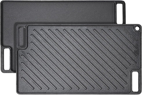 VEVOR Reversible Grill/Griddle, 17x10'' Pre-Seasoned Cast Iron Griddle Pan for BBQ, Gas Grill, Non-Stick Cookware.