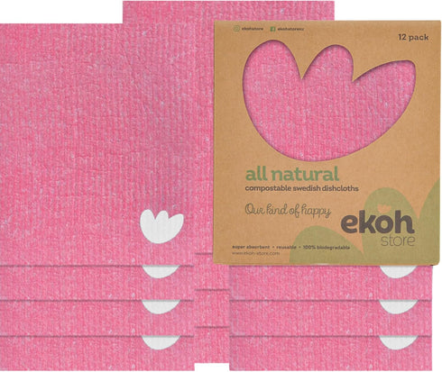 EKOH Swedish DishCloths for Kitchen 12 Pack, Reusable Paper Towels Washable, Eco-Friendly