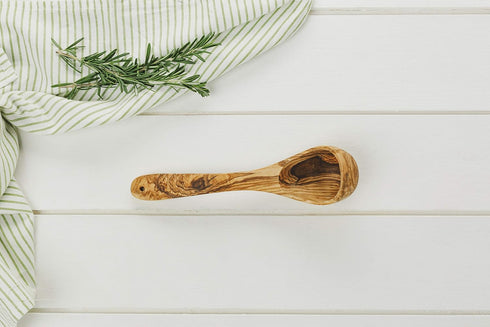 Naturally Med 12" Olive Wood Soup Ladle, Handcrafted Wooden Cooking Spoon for Serving