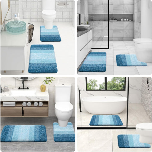 OLANLY Luxury Bathroom Rug Set 2 Piece, Soft Absorbent Microfiber Bath Rugs and U-Shaped Contour Rug
