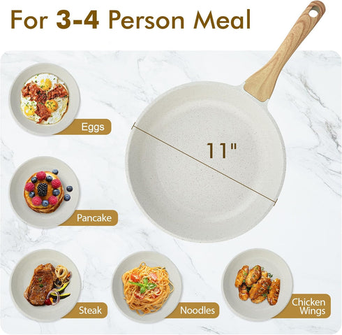 11 Inch SENSARTE Nonstick Ceramic Frying Pan Skillet, Omelet Pan, Healthy Non Toxic Induction Compatible Egg Pan