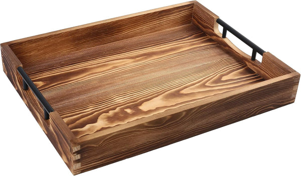 LotFancy Large Ottoman Tray for Living Room, 17x13'' Wood Serving Tray with