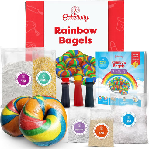 Baketivity Rainbow Bagel Kids Baking Kit - Baking Kits for Kids with