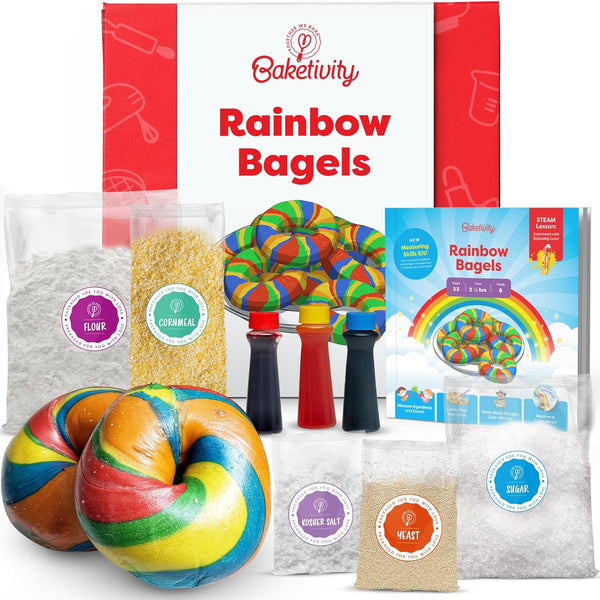 Baketivity Rainbow Bagel Kids Baking Kit - Baking Kits for Kids with