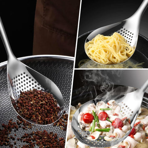 KAYCROWN Skimmer Slotted Spoon - 2 Pack Stainless Steel Pasta Spider Strainer for Frying and Cooking.