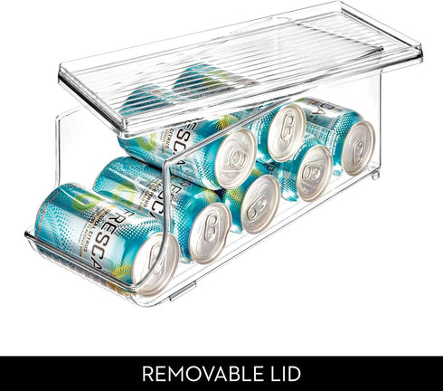 iDesign Soda Can Organizer with Lid - Clear - Made in USA for Pantry or Refrigerator