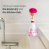 Vigar Dolls April Dish Brush - Ergonomic Handle with Dress-shaped Storage Holder, White & Pink - Scrub Brush for Kitchen