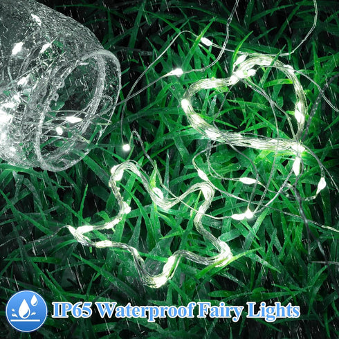 12-Pack Lights-7FT 20 Lakumu Fairy Lights Battery Operated String LED,Waterproof Silver Wire Firefly Lights for Mason