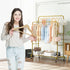 Wheels,3 4 Sooyee Double Rod Clothing Rack with Tier Garment Racks for Hanging Clothes,Portable Clothes Rack with Hooks
