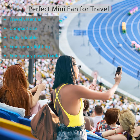 Pink Handheld Fan, Portable Bullet Shape 3000mAh USB Rechargeable 6 IN 1 Personal Fan for Travel