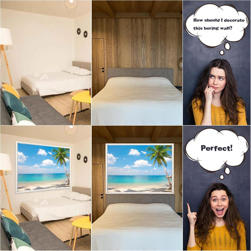 Leeisysme Beach Landscape Tapestry, Tropic Ocean Sea Island Palm Tree Seaside Tapestries for Living Room Summer Window