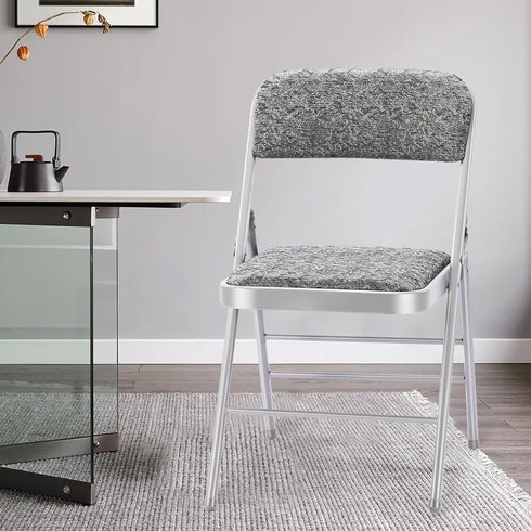 2 Pack Commercial (2, Folding Chairs with Fabric Padded Cushion and Back, Grade Metal Chairs with Comfortable Fabric