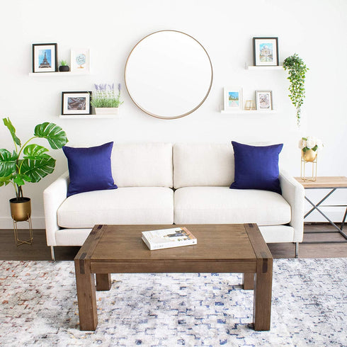 The White Petals Euro Sham Covers, Navy Blue, Pack of 2 for Sofa, Couch & Bed (26x26 inch)