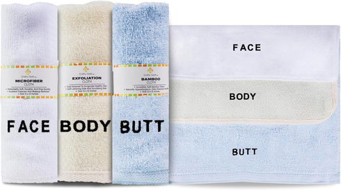 Crafty Cloth 6-Piece Washcloth Set 3 Distinct Textures for Face, Body, &