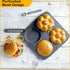Hamburger Bun Pan, 5 Inch Non-Stick Carbon Steel Mold, 4 Cup Big Baking Pan for Homemade Buns