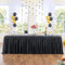leegleri 132inch Black Polyester Table Skirt for 6ft/8ft Rectangle Tables, Wrinkle Resistant Pleated Ruffle Cloth