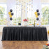 leegleri 132inch Black Polyester Table Skirt for 6ft/8ft Rectangle Tables, Wrinkle Resistant Pleated Ruffle Cloth