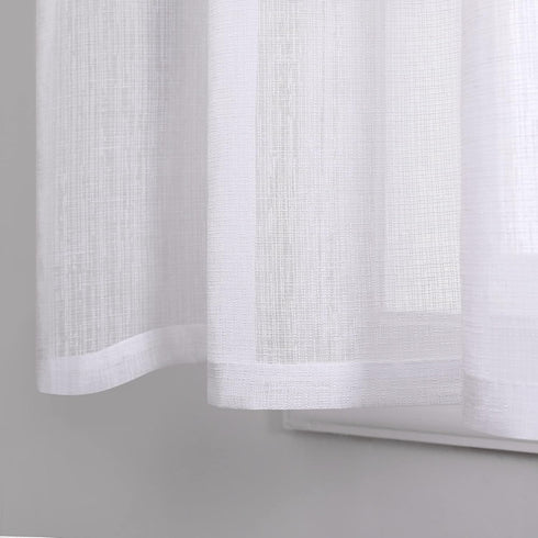White Short Sheer Curtains, 36 Inch Length for Kitchen Door, 2 Panel Set for Small Window Decor
