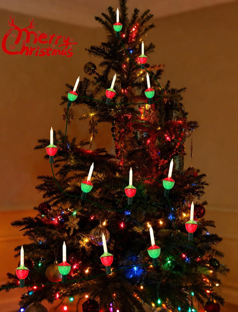 Hobbynors 15.5ft 15 Vintage Christmas Bubble Lights - Strand with Nostalgic Bubbling Candles, Warm White Glow & Green
