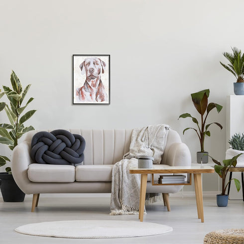 Stupell Industries House Dog Pet Portrait Labrador Painting, 16 x 20, Off-White, Black Framed Wall Art by Melissa Wang