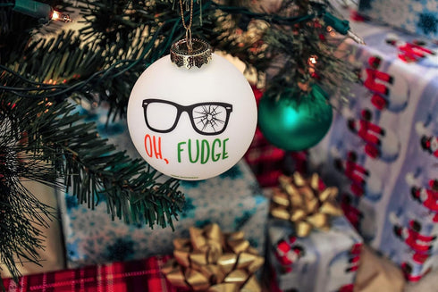 Tree Buddees Oh Fudge Funny Glass Christmas Ornament