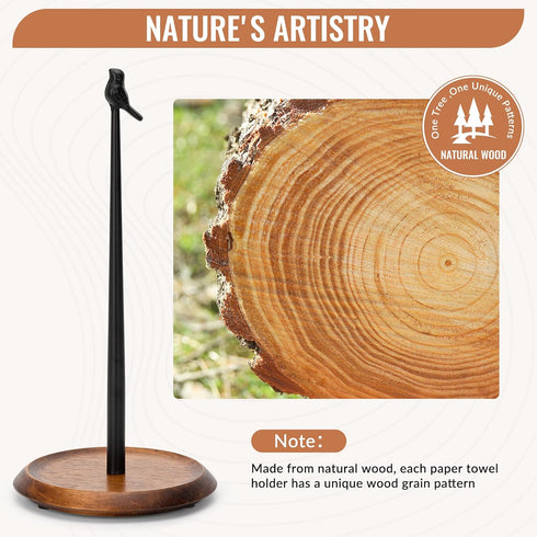 Countertop, Wood Paper Towel Holder Easy Tear Farmhouse Kitchen Towel Holder for Dining Table, Cute Bird Shaped