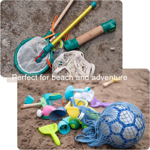 meetall (5 Pack, 2 Mesh Grocery Bags, Reusable Tote Bags with Sturdy Handle, Washable, Eco Friendly, Cotton String Net