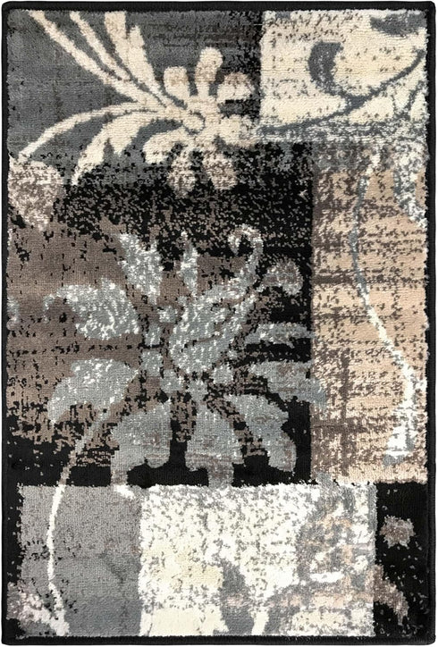 Superior Indoor Area Rug, Jute Backed, Modern Floral Patchwork Decor, 2' x 3', Perfect for Entryway, Office,