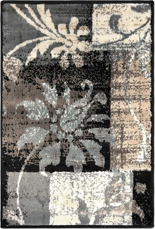 Superior Indoor Area Rug, Jute Backed, Modern Floral Patchwork Decor, 2' x 3', Perfect for Entryway, Office,