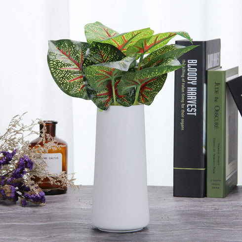 VanEnjoy 7" High Minimalist White Ceramic Vases - Home Office Decoration, Frosting Finish