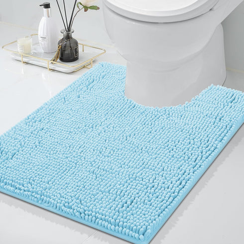 smiry Chenille U-Shaped Toilet Bathroom Rugs, Soft Absorbent Non-Slip Contoured Mats for Bathroom Toilet