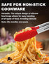 Anaeat Non-Stick Silicone Locking Tong Set of 3 - Stainless Steel 7", 9" and 12" Kitchen Food Tongs with Non-Slip Silicone Tips and Grip for Cooking, Baking and BBQ - Heat Resistant up to 480 F (Red) by Anaeat