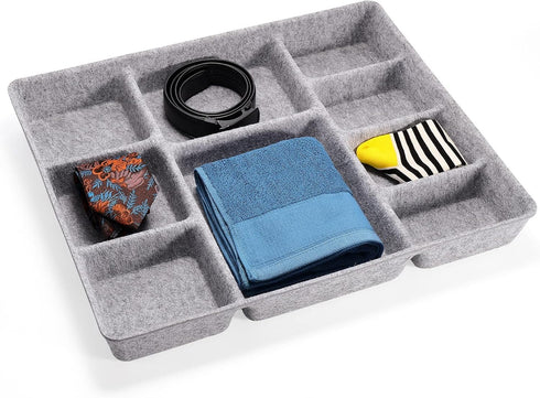 Welaxy Drawer Organizer Trays with 9 Compartments, Multi-Purpose Storage Box for Home Office Desk Closet Bathroom