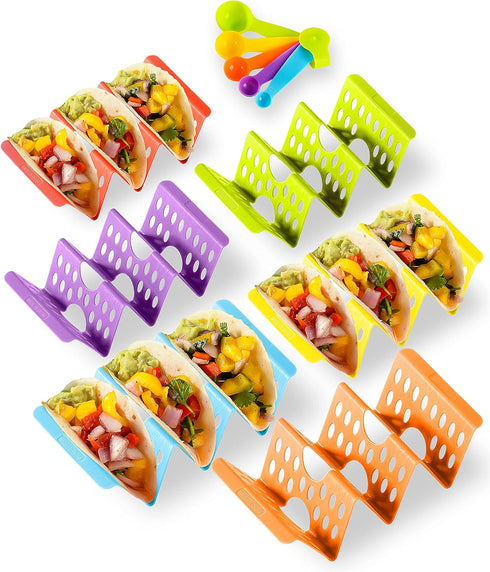 Premium Large Taco Holder Stand, Colorful Holders Set of 6 or 4 for 3 Tacos, Soft or Hard Shell Holder