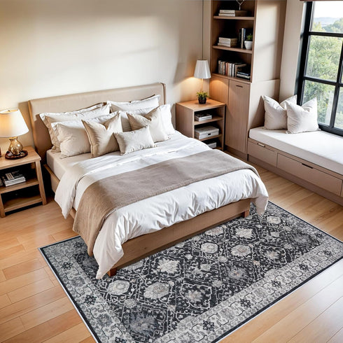 5x7 (5x7 Living Room Area Rugs: Washable Non-Slip Stain Resistant Rug for Bedroom Dining Room Vintage Ultra Soft Indoor