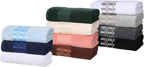 6-Piece Set, 2 2 2 Superior Cotton Towel Geometric Design, Dobby Border, Plush Quick Dry Towels, Decorative Bathroom
